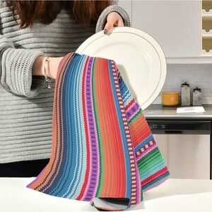 Mexican Serape Blanket Stripe Print Super Soft Absorbent Hand Dish Towel